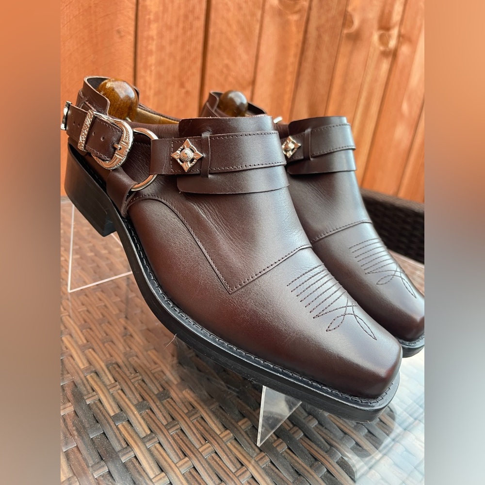 Toga Virilis Leather  Brown Loafer Mule Silver Buckle EU 40 US 7.5   Style 0323G